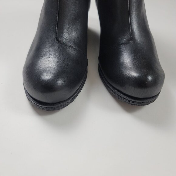 Lola Miller Black Leather Wedged Ankle Boots Zip Womens 7.5 - Picture 3 of 10